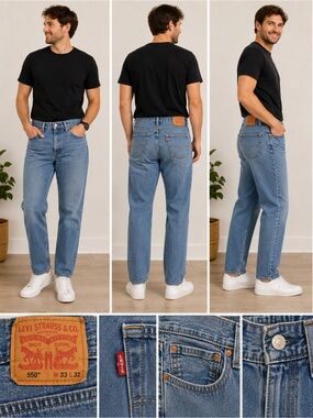 Levi’s 550 Relaxed Fit Men’s Jeans W32 Light Wash Denim Classic 5-Pocket